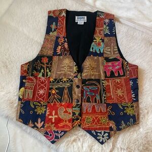 Vintage cotton hippy Colorful Embroidered Vest